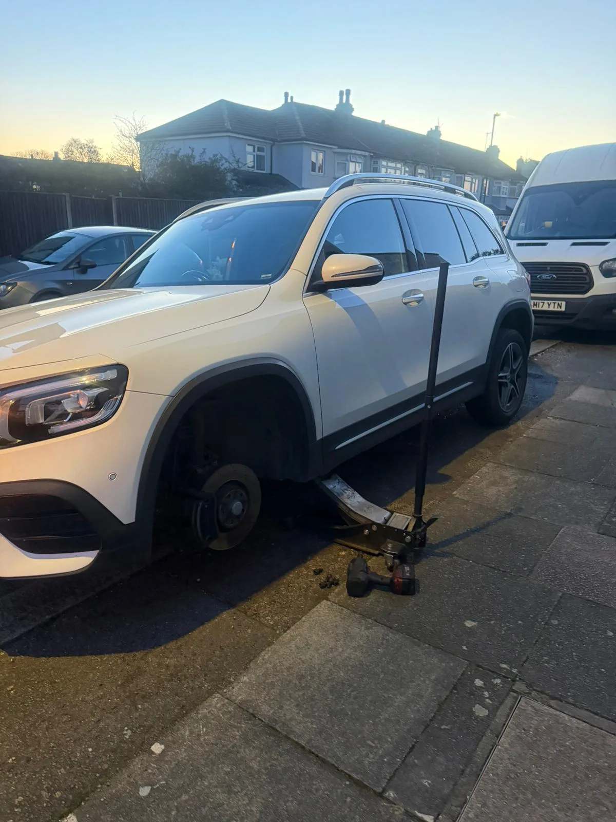 Mobile tyre service on a residential driveway in Epsom